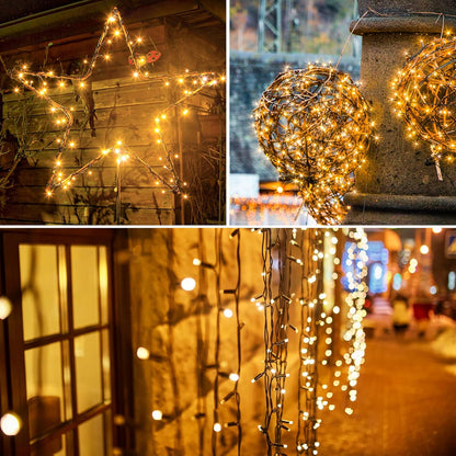 Solar String Lights for Outside, 39Ft 100 LED Solar String Lights Outdoor with 8 Modes ，Solar Christmas Lights Outdoor Waterproof for Yard, Fence,Balcony, Party,Christmas Tree Decorations (Warm White)