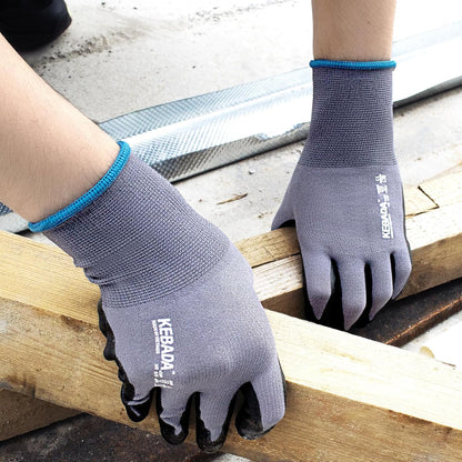 12 Pairs Work Gloves for Men and Women, Nitrile Coated Safety Protective Gloves with Grip, Ideal for Gardening, Warehouse, Mechanic, Light Duty Construction Work,Large
