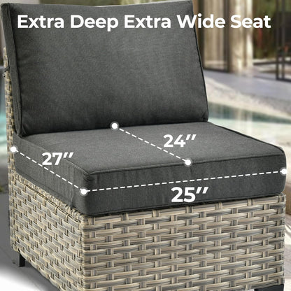 HOOOWOOO Outdoor Sectional Patio Furniture Set,6 Pieces Wicker Conversation Sets L Shaped Couch,Extra Deep Out Door Sofa Outside Furniture,Black