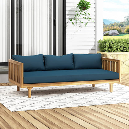 Christopher Knight Home Claremont Outdoor 3 Seater Daybed with Cushions - Acacia Wood - Teak/Dark Teal