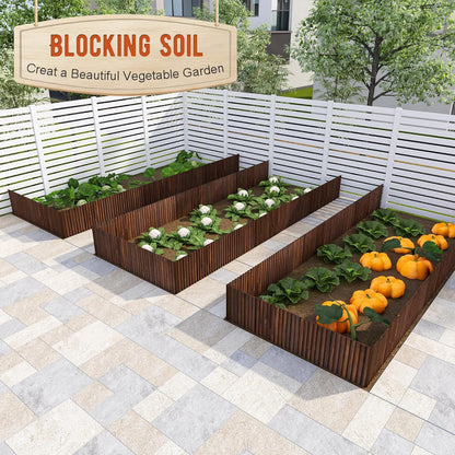 Garden Edging Border Wood Fence for Yard Patio Path Decorative Landscape Edging Flower Bed, 15.7" H-3pcs
