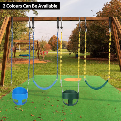 RedSwing High Back Full Bucket Swing with Heavy Duty Swing Seat Combo Pack (Triangle and Chain Dip), Tree Straps Included,Blue