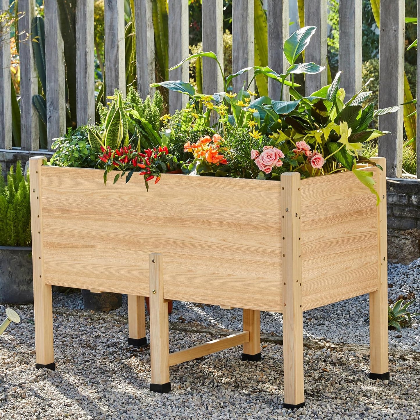 SPECRAFT 4x2 Ft Raised Garden Bed - Features Legs, Drainage Holes, Ideal for Vegetables, Flowers, Elevated Wood Planter Box for Balcony, Patio, Backyard, Easy Assembly Fir Wood
