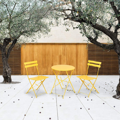 Grand patio 3-Piece Bistro Set Folding Outdoor Furniture Sets with Premium Steel Frame Portable Design for Bistro & Balcony, Yellow