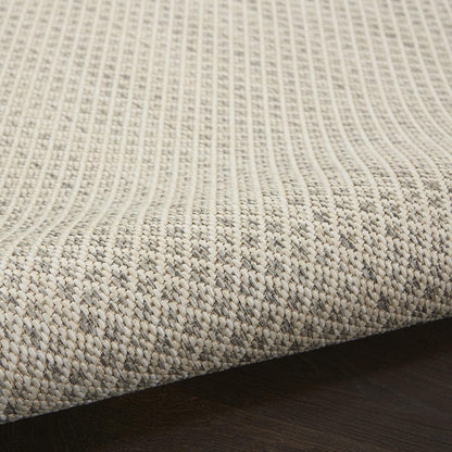 Nourison Home Courtyard Indoor/Outdoor Ivory Silver 2'2" x 20' Area Rug, Easy Cleaning, Non Shedding, Bed Room, Living Room, Dining Room, Backyard, Deck, Patio (2x20)