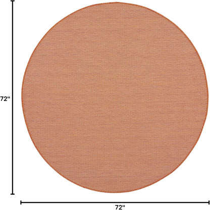 Nourison Positano Indoor/Outdoor Terracotta 6' x Round Area Rug, Easy Cleaning, Non Shedding, Bed Room, Living Room, Dining Room, Backyard, Deck, Patio (6 Round)