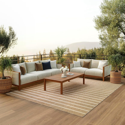 Nourison Home Positano Indoor/Outdoor Beige Ivory 7' x 10' Area Rug, Easy Cleaning, Non Shedding, Bed Room, Living Room, Dining Room, Deck, Backyard, Patio (7x10)