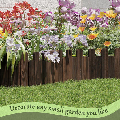 Wood Garden Edging Border Wooden Garden Fence No Dig Landscape Edging Lawn Fence Border Decorative Flower Bed Border Courtyards Planting Tree Fence Yard Patio Path Edging - 9" H x 47.3" L (1PACK)