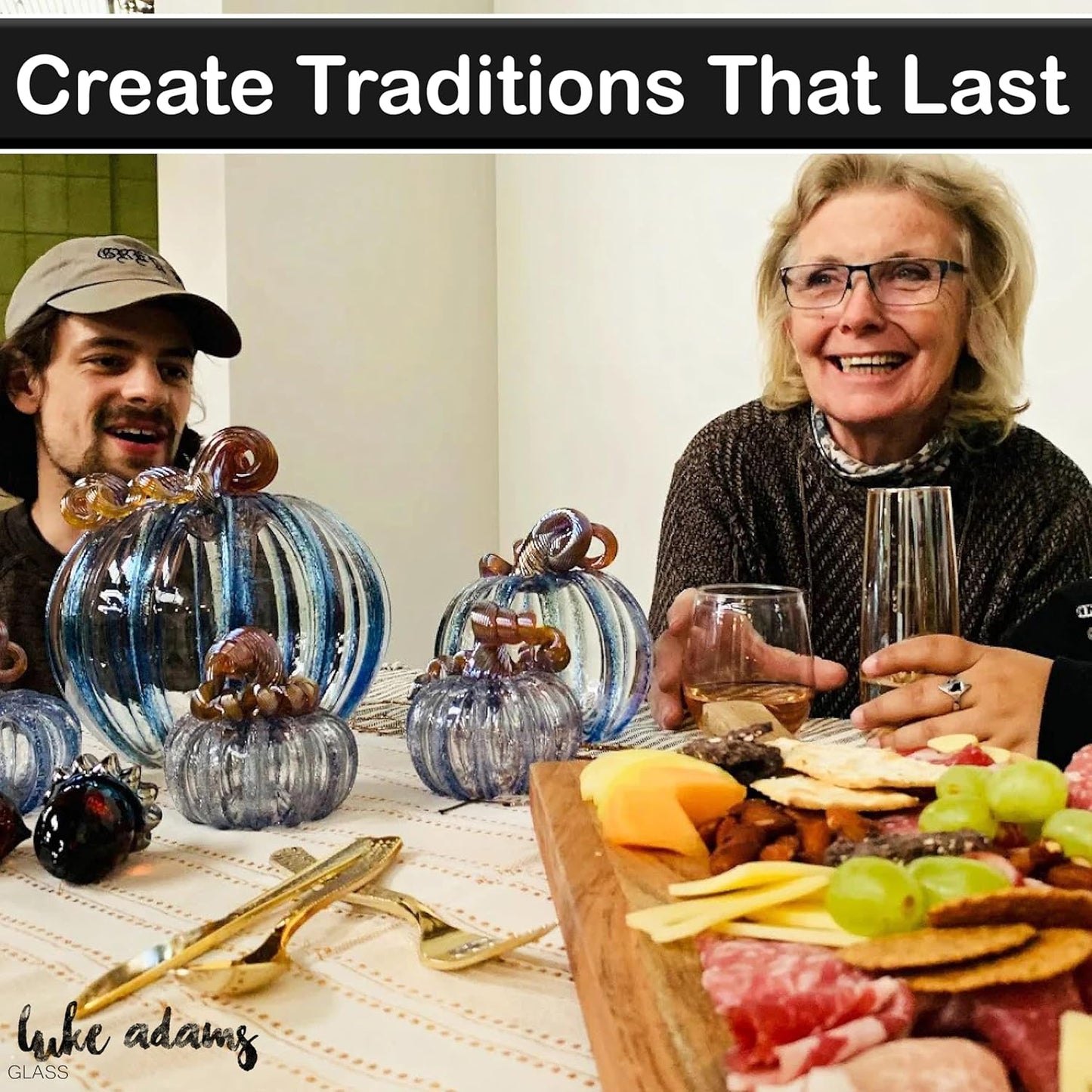 Luke Adams Glass Handmade Glass Pumpkins Handmade Table Top Home Decor (Squat, Happily Ever After)