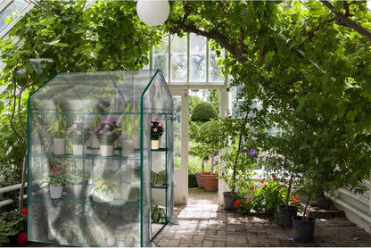 Home-Complete 514537FXW Walk-in Greenhouse-Indoor Outdoor with 8 Sturdy Shelves-Grow Plants, Seedlings, Herbs, or Flowers in Any Season-Gardening Rack, Green