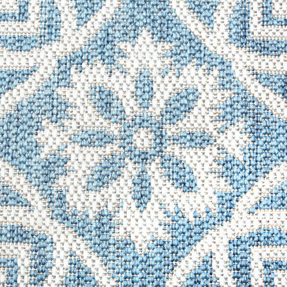 Nicole Miller New York Patio Country Julia Transitional Geometric Indoor/Outdoor Area Rug, Blue/Grey, 3'11"x5'2"