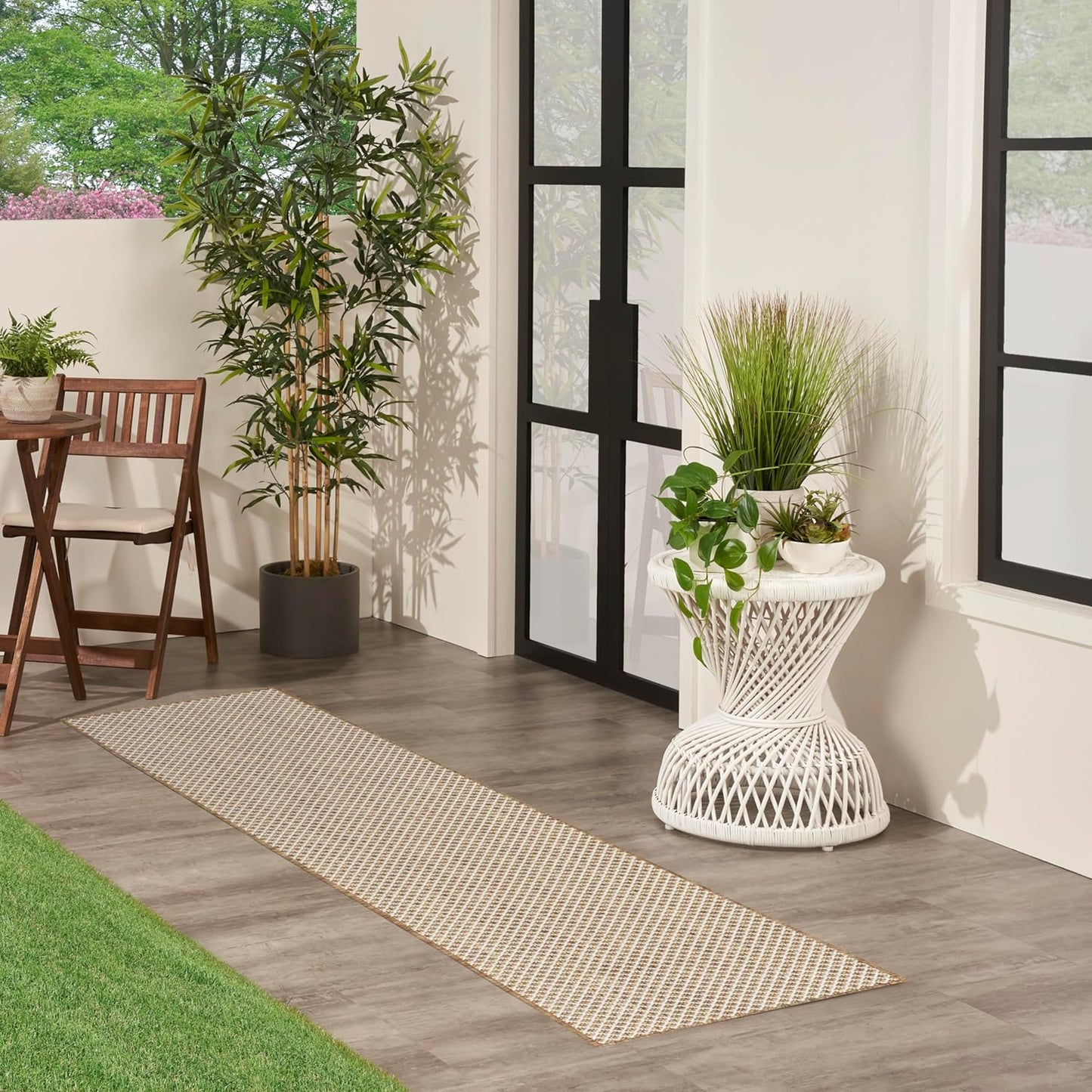 Nourison Home Courtyard Jute Ivory 2' x 6' Area Rug - Easy Clean, Non Shedding, Bed Room, Living Room, Dining Room, Kitchen (6' Runner)