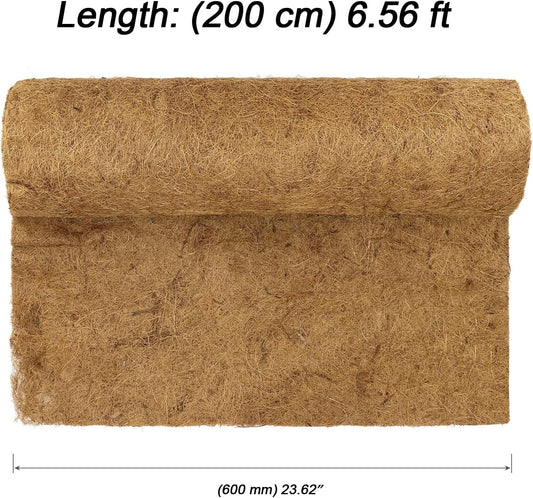 MOUYAT 24 x 79 Inch Large Coco Fiber Roll, Wall Basket Planter Liner Coconut Fiber Mat Coir Liner Sheet for Hanging Baskets, Flowerpot, Garden Decor, Brown