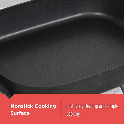 BLACK+DECKER Electric Skillet,Variable Temperature Control,Nonstick Cooking Surface,Dishwasher Safe,Tempered Glass Lid,12"x15",(Pack of 2)