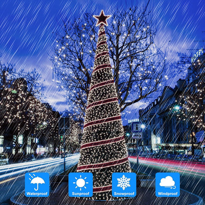 Extra-Long 288FT 800LED Solar Fairy String Lights, 4-Pack 72FT 200 LED Outdoor Twinkle Lights Waterproof 8 Lighting Modes Cool White Silver Wire Lights for Deck Backyard Tree Garden Fence Pool Party
