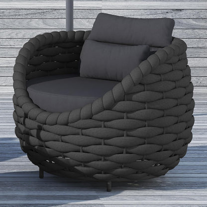TWT Patio Sofa All-Weather Textilene Rope Balcony Furniture with Cushions & Pillows, Patio Couch Outdoor Patio Furniture Set for Patio, Balcony, Backyard, Deck, Poolside,Dark Grey