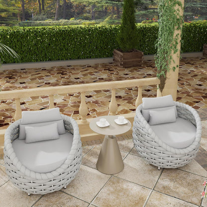 TWT 4 Pieces Patio Sofas, All-Weather Teslin Rope Balcony Furniture with Cushions & Pillows, Patio Couch Outdoor Patio Furniture Set for Indoor, Balcony, Backyard, Deck, Poolside, Grey