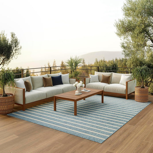 Nourison Home Positano 9' x 12' Fabric Aqua Ivory Area Rug