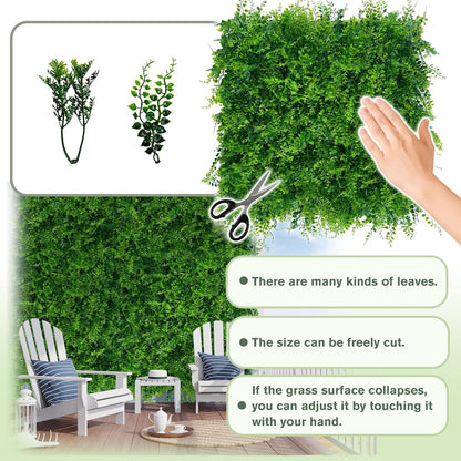 Greenery Faux Grass Wall Backdrop 40"x120"（33.5 SQFT） UV-Anti Artificial Green Boxwood Panel for Patio Balcony Privacy & Ivy Fence Covering Privacy, Garden, Backyard Wall Backdrop Decor