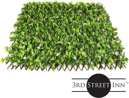 3rd Street Inn™ Leaf Trellis - Bamboo Greenery Panel - Boxwood and Ivy Privacy Fence Substitute - DIY Flexible Fencing (1, Pink Flower Sakura)