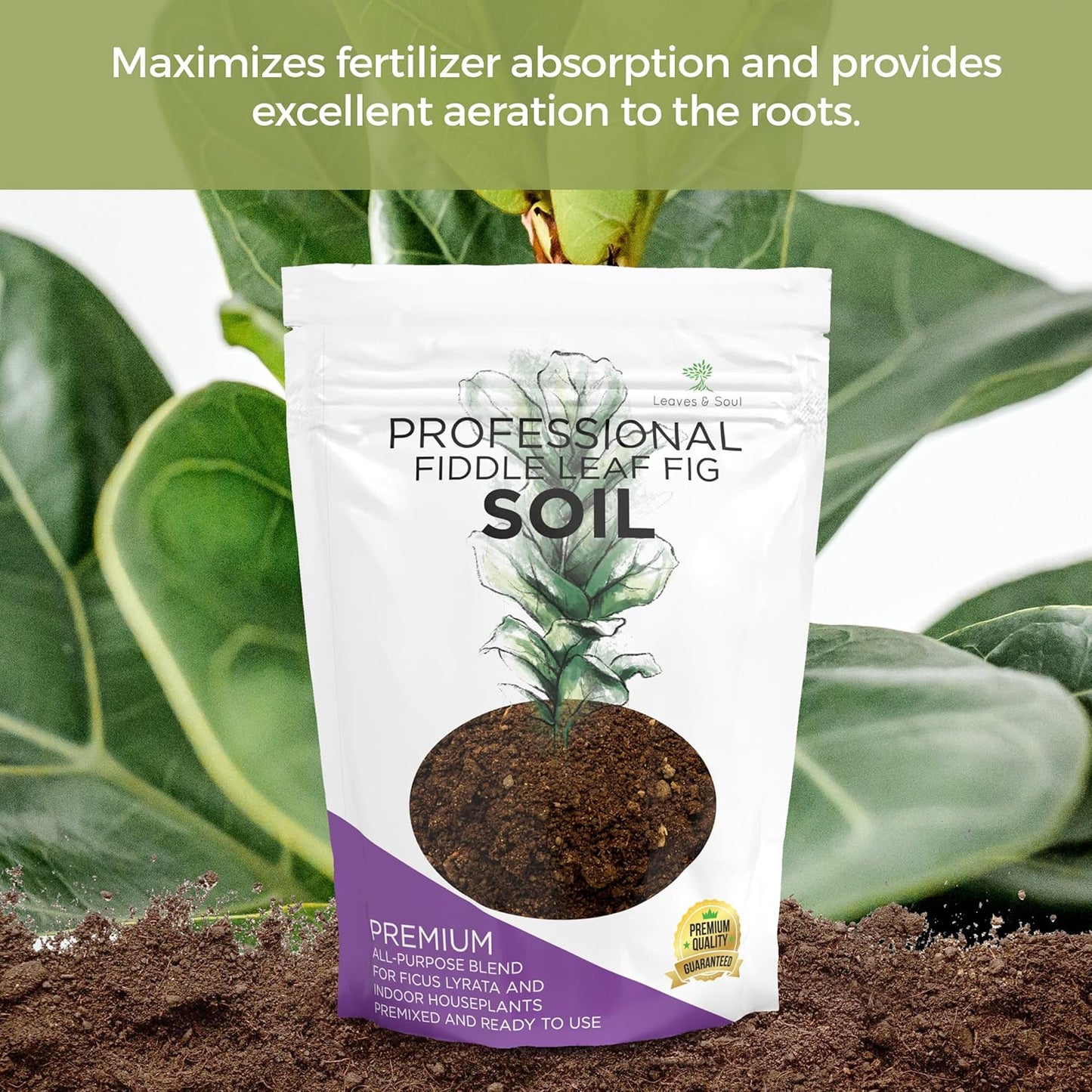 Large Bag Houseplant Fiddle Leaf Fig Soil Premium All Purpose Blend | Ready to Use for Indoor Houseplants | Peat, Sawdust, Course Sand and Pinebark | Extra Large 8.2 Quarts | Made in USA