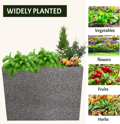 Metal Planter Box Rectangular Planter, 35.5" Lx 10" Wx 28" H Terrazzo Pink Large Planters with Drainage Holes, Galvanized Steel Tall Planters for Patio/Porch