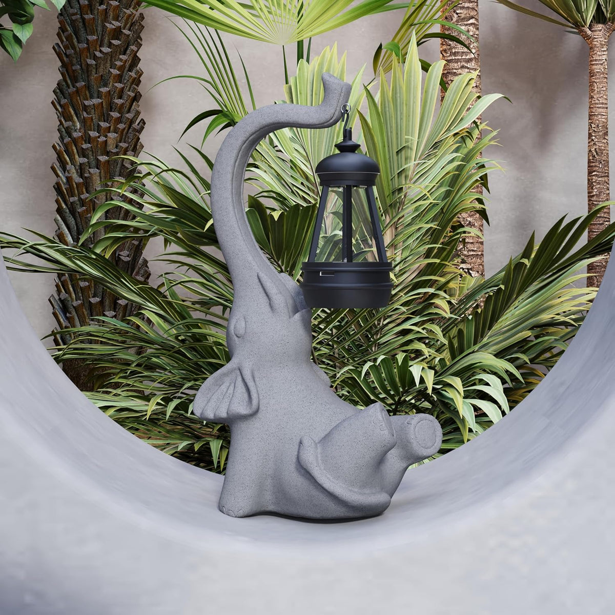 Garden Decoration, Figurine, Lawn Statue, Sculpture Ornament, Animal Figurine - Cat Resin Statue with Lantern (Face Upward)