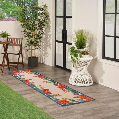 Nourison Aloha Indoor/Outdoor Ivory Multicolor 2'3" x 8' Area -Rug, Easy -Cleaning, Non-Shedding, Bed Room, Living Room, Dining Room, Backyard, Deck, Patio (2x8)" }