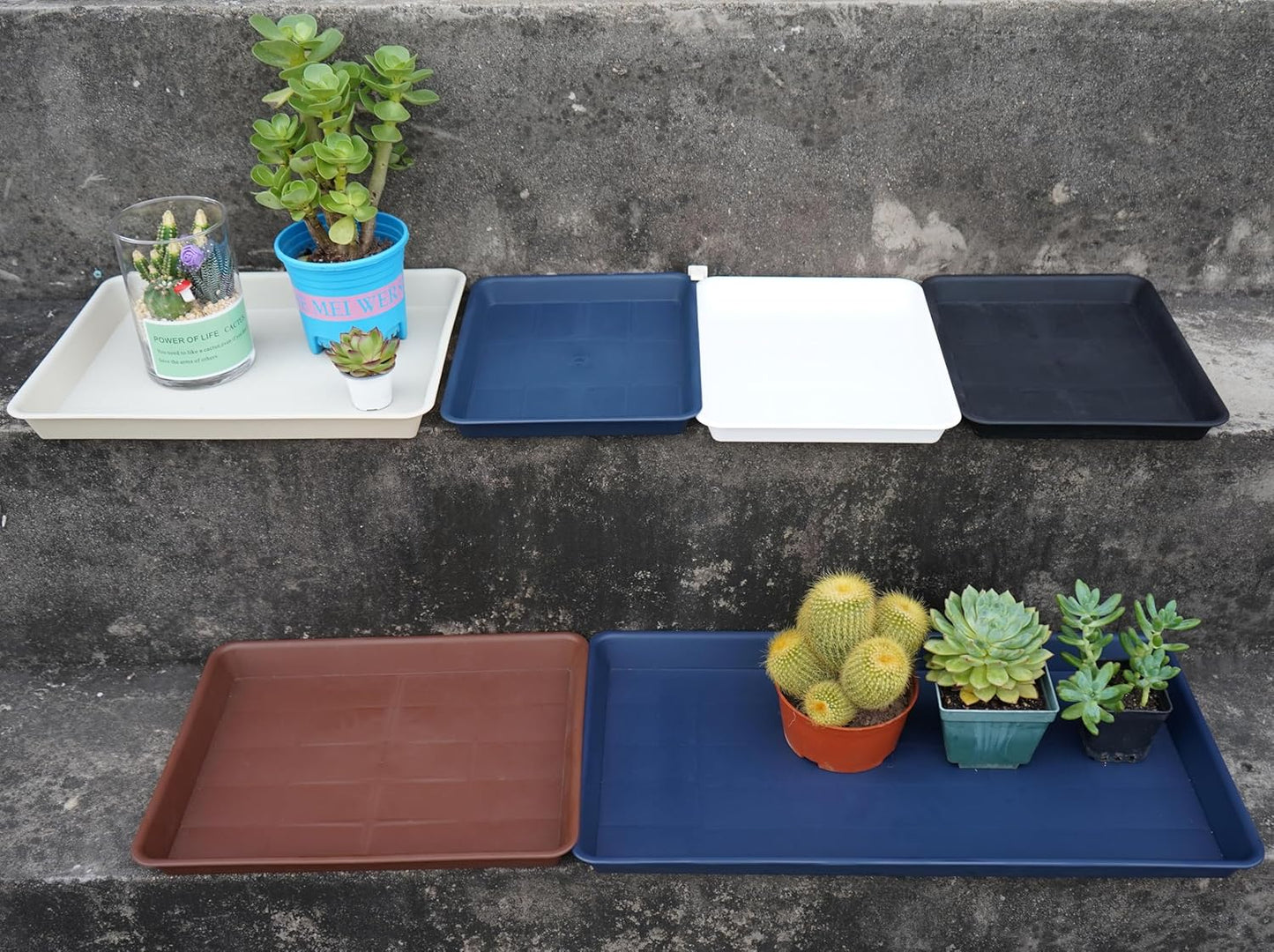2 Pack Rectangular Plant Saucer, Heavy Sturdy Seed Starting Nursery Trays for Indoors No Holes, Growing Starter Tray (17.5"x10.6", Chocolate)