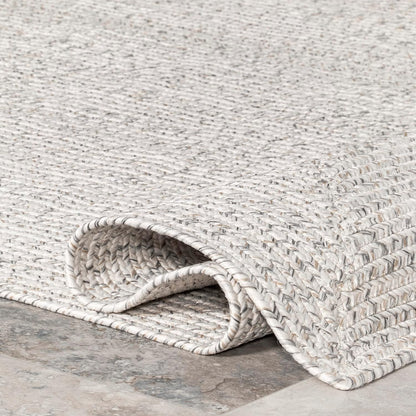 nuLOOM 2' x 10' Solid Hand Braided Indoor/Outdoor Area Rug, Pet-Friendly, High Traffic, Weather Resistant, for Patio, Balcony, Bedroom, Living, Dining Room, Wynn Ivory