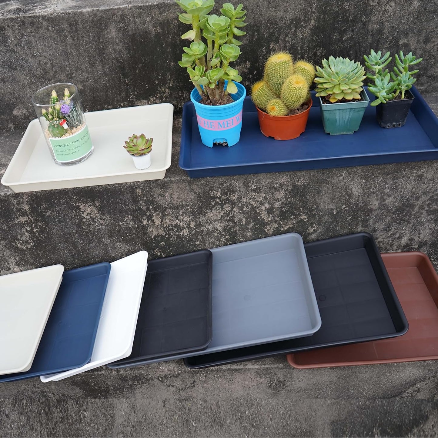 Rectangle Plant Tray, Plant Drip Tray, Plant Pot Saucers, Plant Germination Trays, Plant Saucers, 14.5'' x 11'' x 1.5'' (2 pack), Chocolate