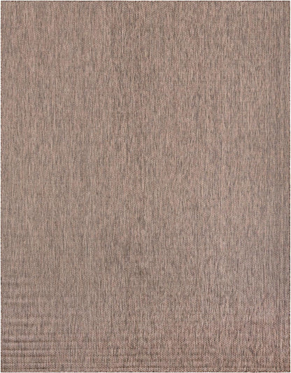 Unique Loom Outdoor Solid Collection Area Rug (10' x 13' 1" Rectangle Light Brown/Ivory)