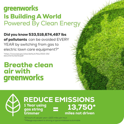 Greenworks 40V 13-Inch Cordless String Trimmer / Edger (Gen 2), Battery and Charger Not Included