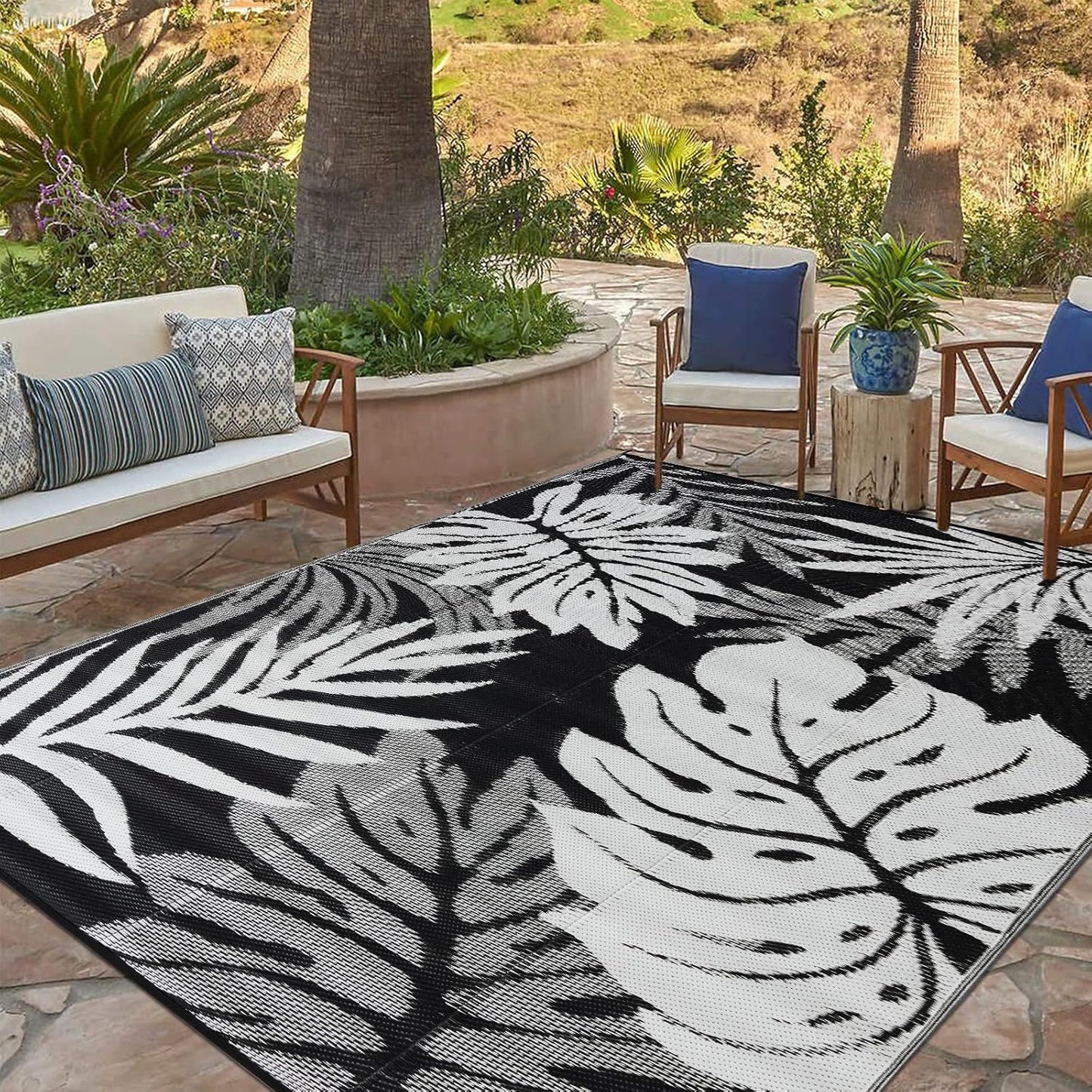 Outdoor Rug 8x10 ft Waterproof, Reversible Outdoor Plastic Straw Rug for Patios Clearance, Outdoor Area Rug Carpet RV Mat for Camping Backyard Deck Porch
