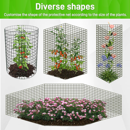 8pcs Plant Protectors from Animals, 16"x 12" Wire Plant Protector, Wire Cages for Plants with Stakes and Cable Ties, Metal Plant Cages for Plants, Vegetables, Flowers