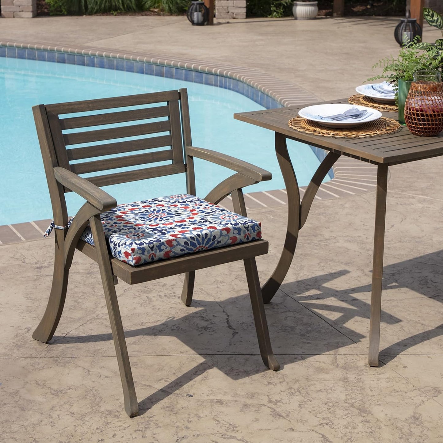 Arden Indoor/Outdoor Seat or Rocking Chair Cushion, 19 x 18, Water Repellent, Rain Proof, Fade Resistant Cushion for Rocking or Dining Chairs Clark Blue