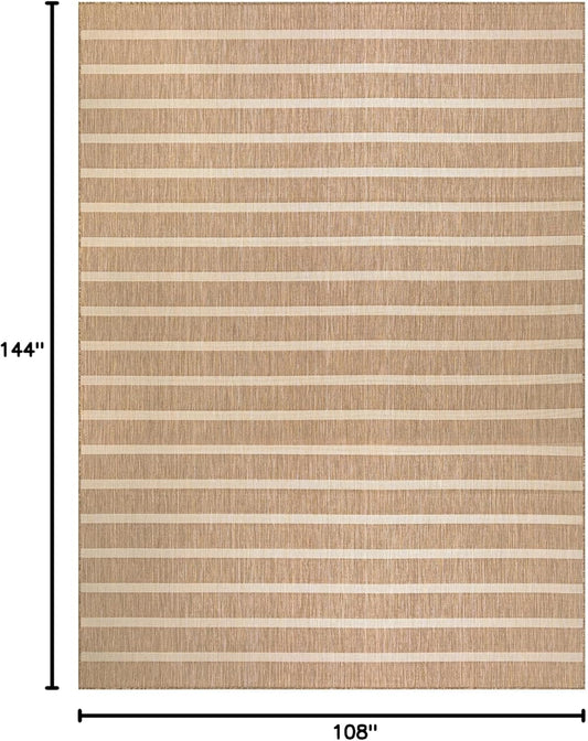 Nourison Home Positano Indoor/Outdoor Beige Ivory 9' x 12' Area Rug, Easy Cleaning, Non Shedding, Bed Room, Living Room, Dining Room, Backyard, Deck, Patio (9x12)