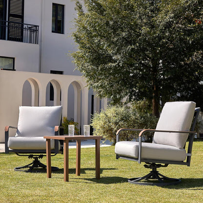 NATURAL EXPRESSIONS Outdoor Bistro Set, 3 Piece Swivel Glider Rocking Chairs Patio Conversation Furniture Set with 2 Rockers, 1 Metal Table and 6" Thick Cushions for Backyard, Porch, Balcony, 350lbs.
