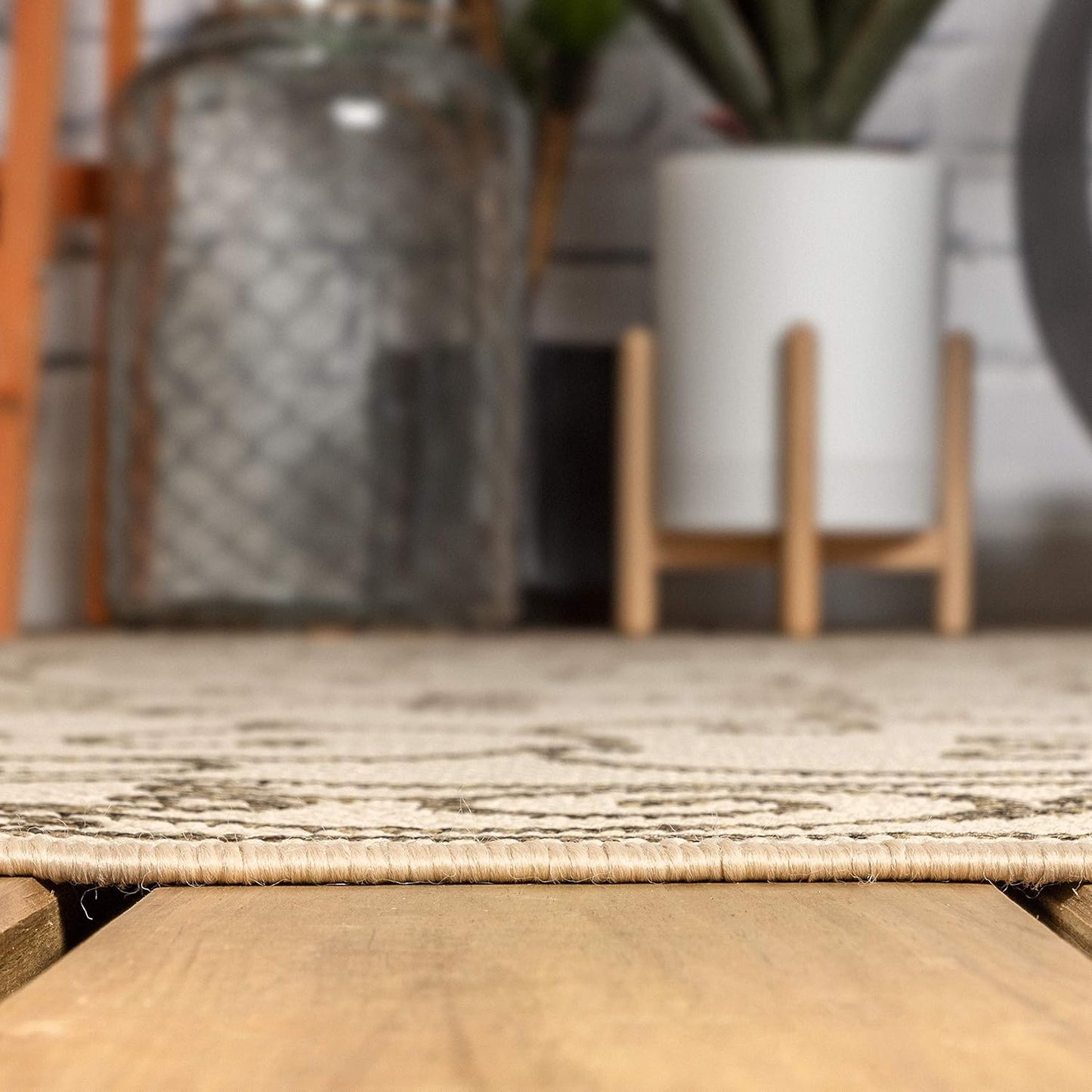 JONATHAN Y SMB106A-8SQ Charleston Vintage Filigree Textured Weave Beige/Brown 8' Square Indoor/Outdoor Area Rug, Pet Friendly, Non-Shedding, Stain Resistant, Easy-Cleaning for Backyard, Patio, Porch