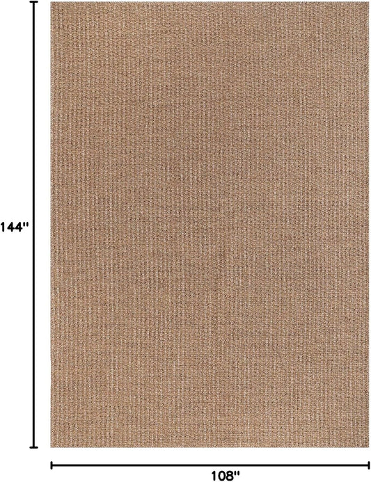 Easy Jute Rug 9x12 Indoor Outdoor Natural Rugs Solid Fiber Rug Woven Area Rug Boho Easy Clean Inside Carpet for Living Room Bedroom Dining Room Hallway or Outdoor Patio Porch (9 X 12 Natural)