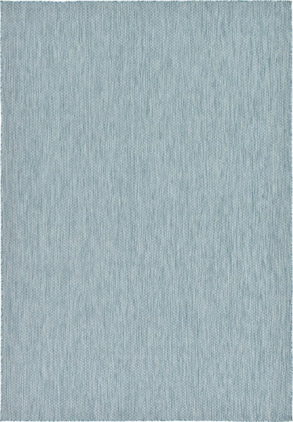 Unique Loom Collection Casual Transitional Solid Heathered Indoor/Outdoor Flatweave Area Rug (7' 1" x 10' Rectangle, Aquamarine/Ivory)