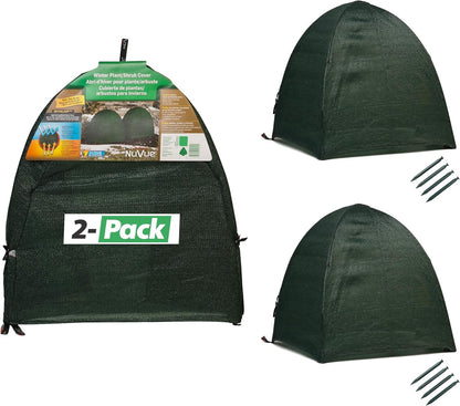 NuVue Products 22250 Winter Snow and Ice Covers for Plants, Shrubs, and Small Trees, Winter Shrub Covers for Snow and Freeze Protection, Pack of 2, Green, 22" x 22" x 22"