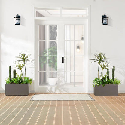 Metallic Heavy Rectangle Planter Box for Outdoor/Indoor 25Lx11Wx13H Inches 22Pounds Gray