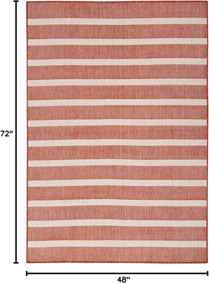 Nourison Home Positano Indoor/Outdoor Terracotta 4' x 6' Area Rug, Easy Cleaning, Non Shedding, Bed Room, Living Room, Dining Room, Deck, Backyard, Patio (4x6)