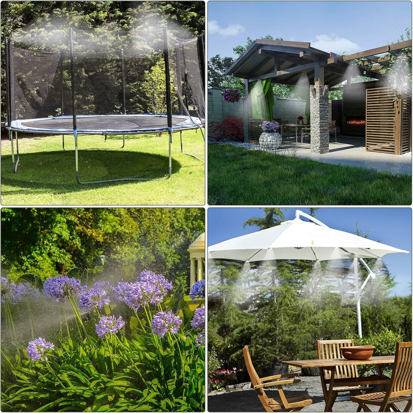 Misting Cooling System, DIY 65.6FT(20M) Misting Line +20 Brass Mist Nozzles+ a Brass Connector(3/4'') Outdoor Mister System for Patio Waterpark Garden Trampoline Greenhouse