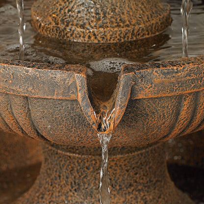 Ravenna 43" High Large Italian Indoor Outdoor Decor Faux Stone Floor Fountain Standing Waterfall 3-Tier Basin Tall Water Feature for Outside Garden Patio Yard Backyard Porch Deck - John Timberland