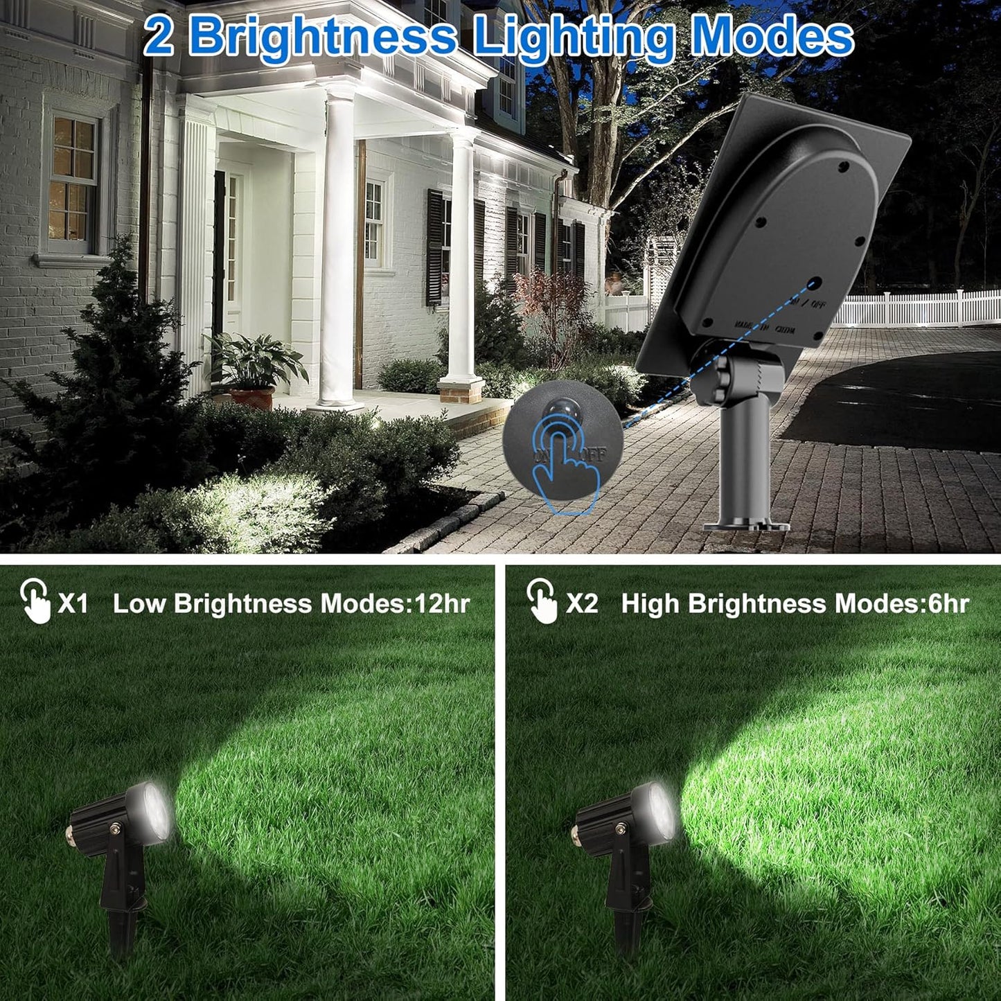 Solar Spot Lights Outdoor, Solar Landscape Spotlights IP65 Waterproof 9.8ft Cable, Auto On/Off Outdoor Wall Lights for Garden Yard Driveway Porch Walkway Pool (1-in-1 6000K Cold White 4 Pack)