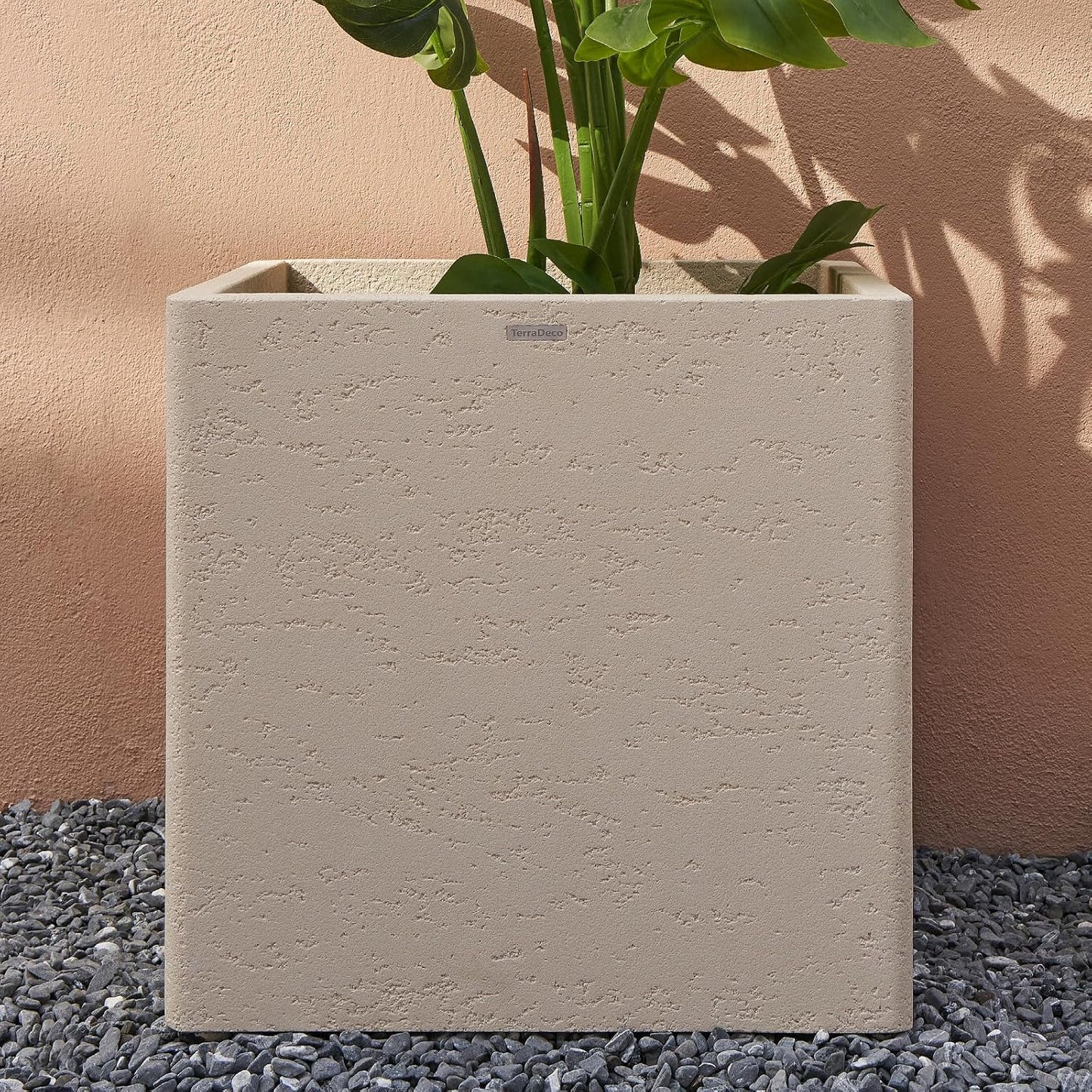 20 Inch Square Concrete Planter（20Lx20Wx20H，48 Pounds）,Durable All-Weather Use with Drainage Holes,Large Square Planter for Outdoor Indoor Plants