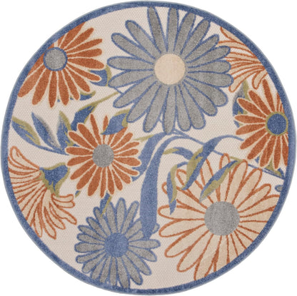 Nourison Home Aloha Beige Multicolor 7'10" x Round Area Rug - Easy Cleaning, Non Shedding, Bed Room, Living Room, Dining Room, Kitchen (8' x Round)