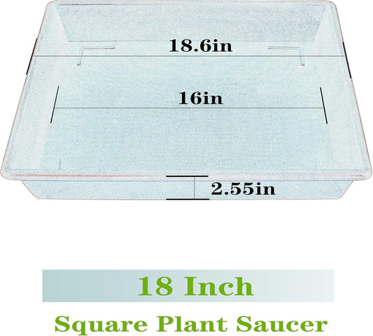 Square Plant Saucer 18 Inch 2 Pack, Large Plant Trays for Pots Heavy Duty Plastic Plant Saucers for Indoors Outdoors, Flower Pot Plant Drip Trays No Holes Plant Lover Gardening Gifts